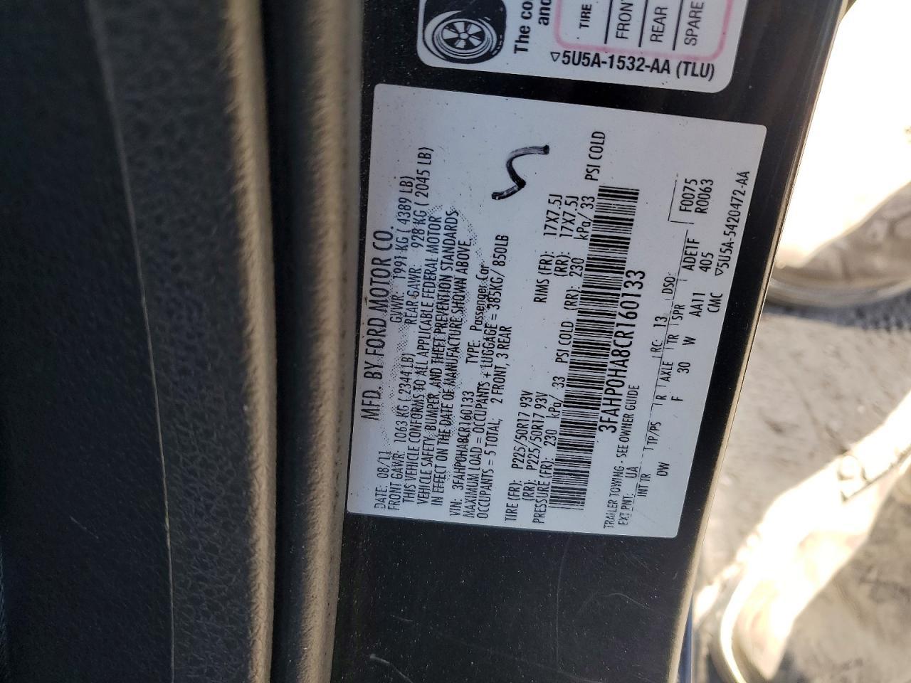 2012 FORD FUSION