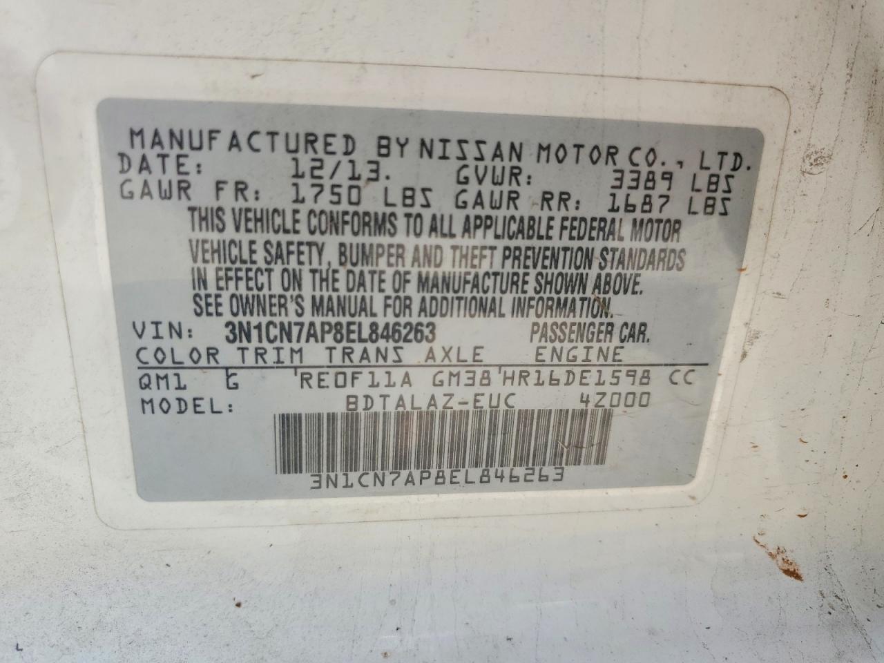 2014 NISSAN VERSA