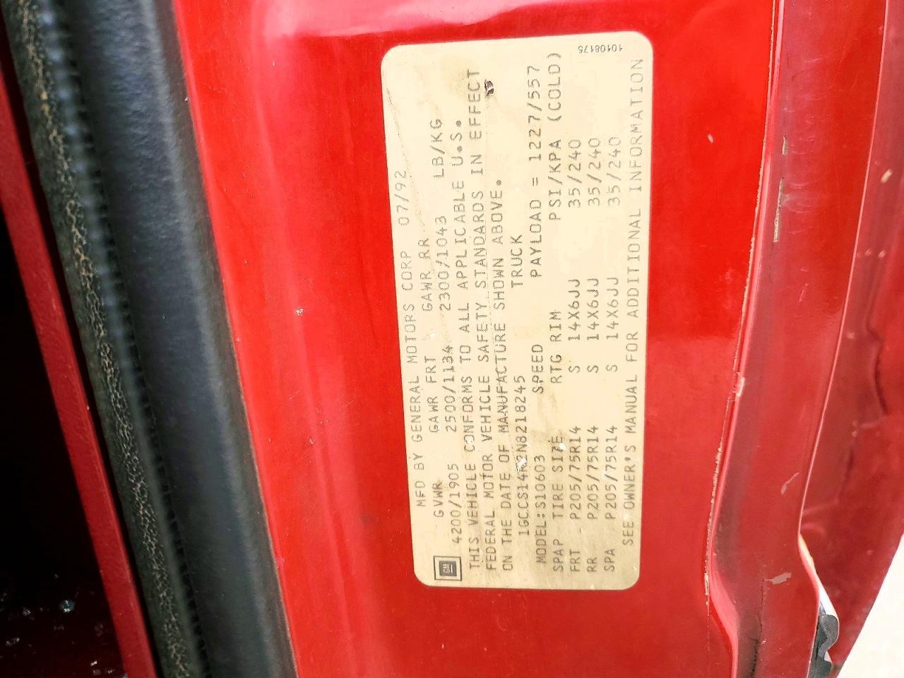 1992 CHEVROLET S Truck