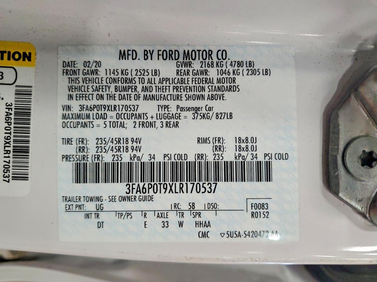2020 FORD FUSION