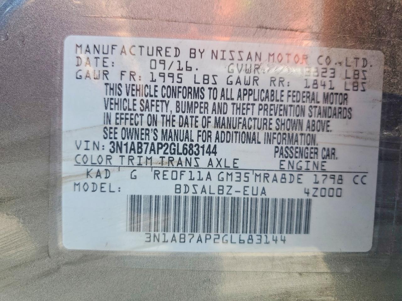 2016 NISSAN SENTRA
