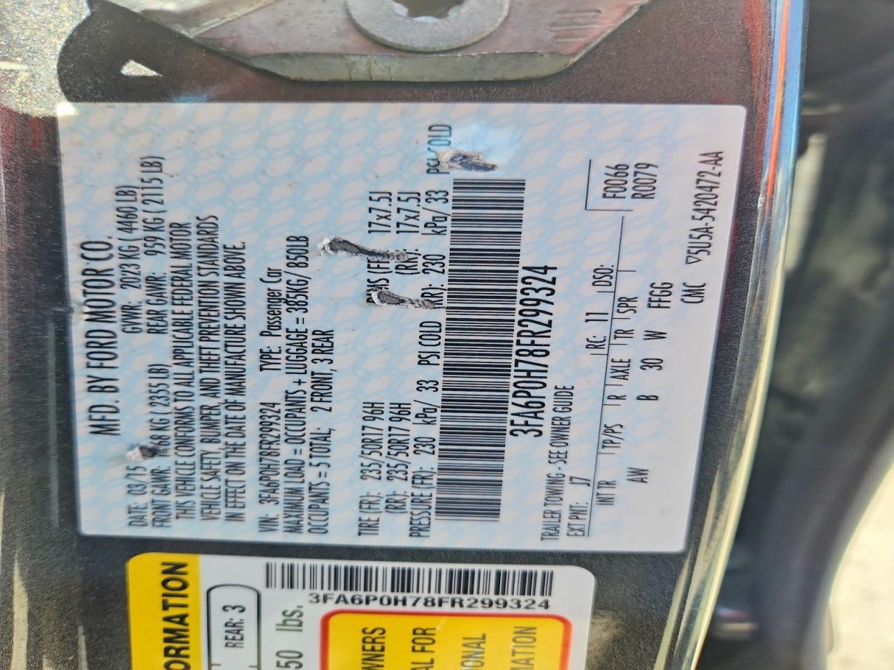 2015 FORD FUSION