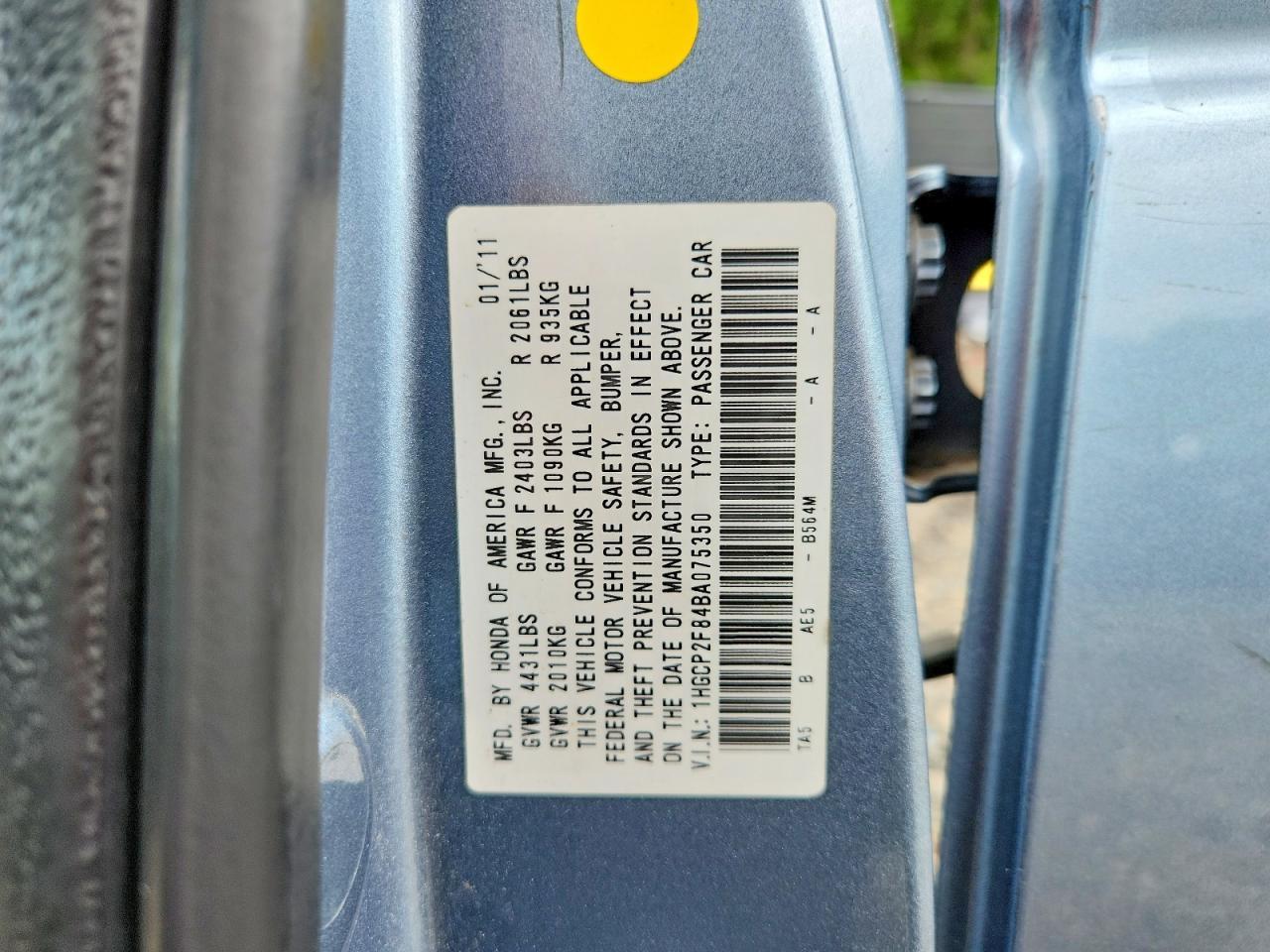 2011 HONDA ACCORD
