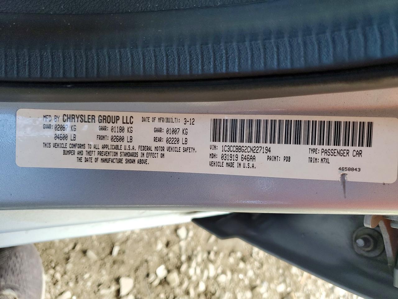 2012 CHRYSLER 200