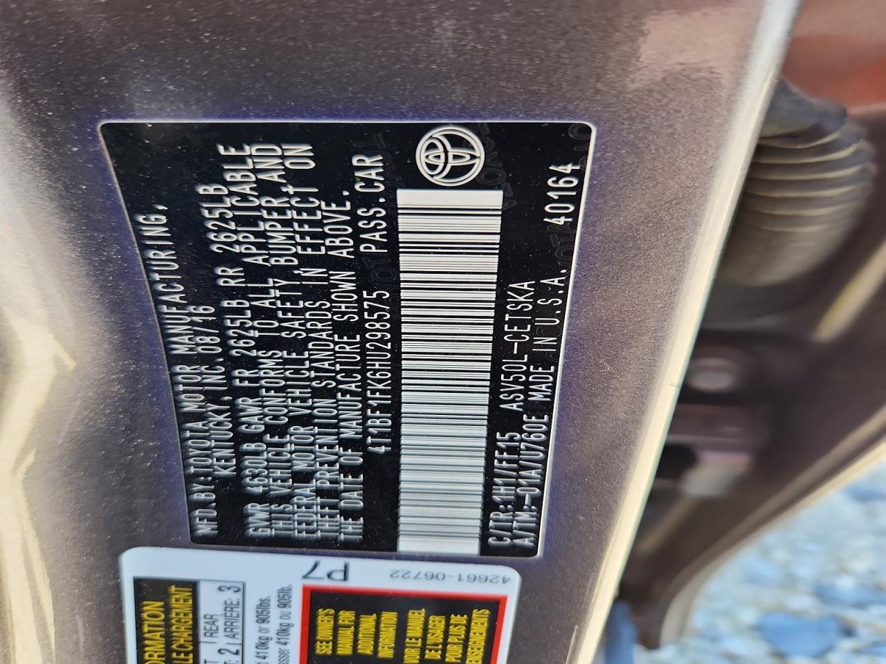 2017 TOYOTA CAMRY