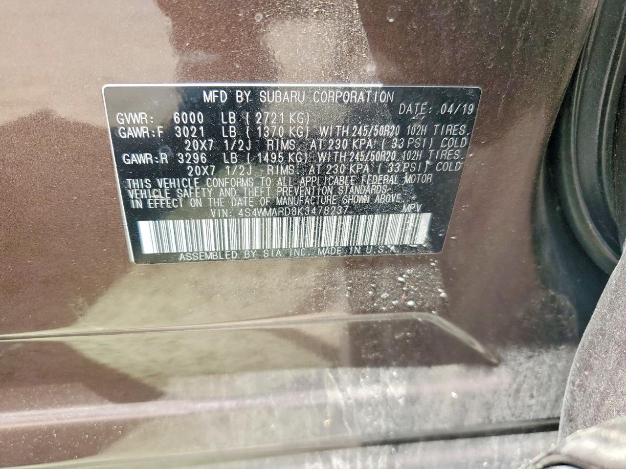 2019 SUBARU Ascent