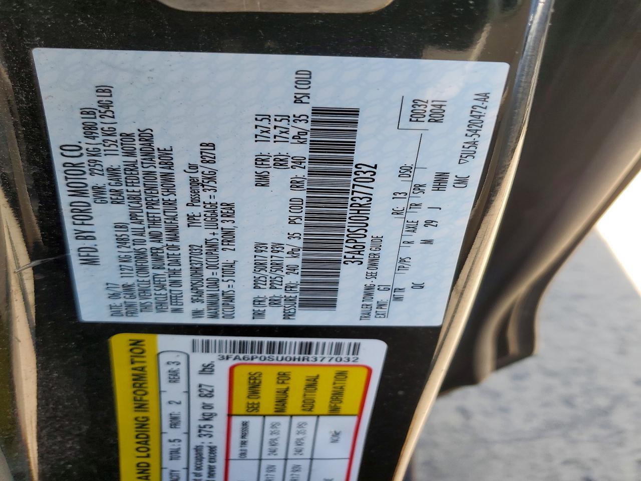 2017 FORD FUSION
