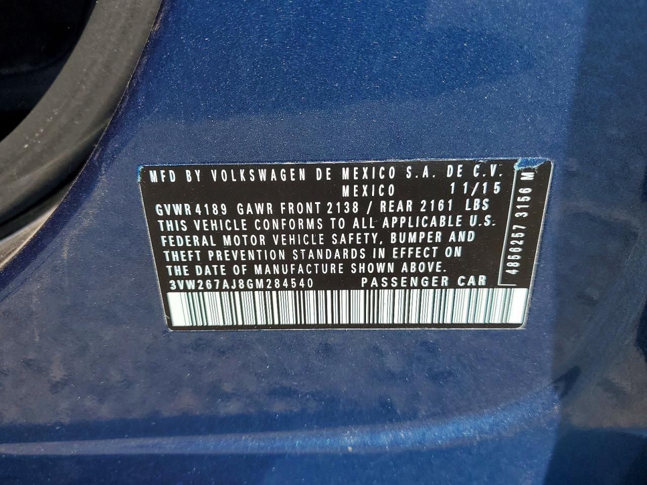 2016 VOLKSWAGEN JETTA