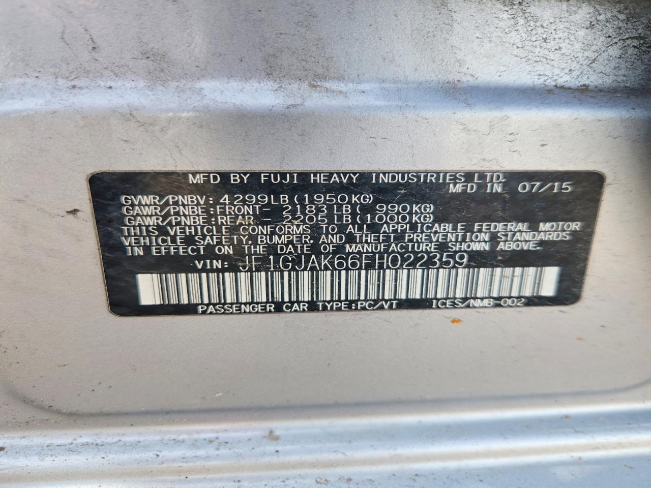 2015 SUBARU IMPREZA