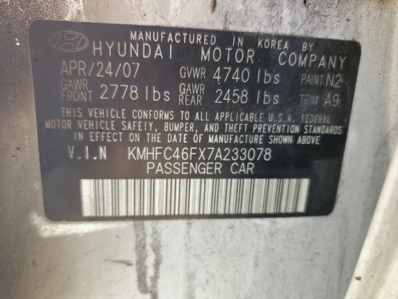 2007 HYUNDAI Azera