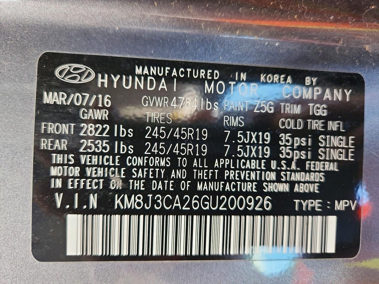 2016 HYUNDAI TUCSON