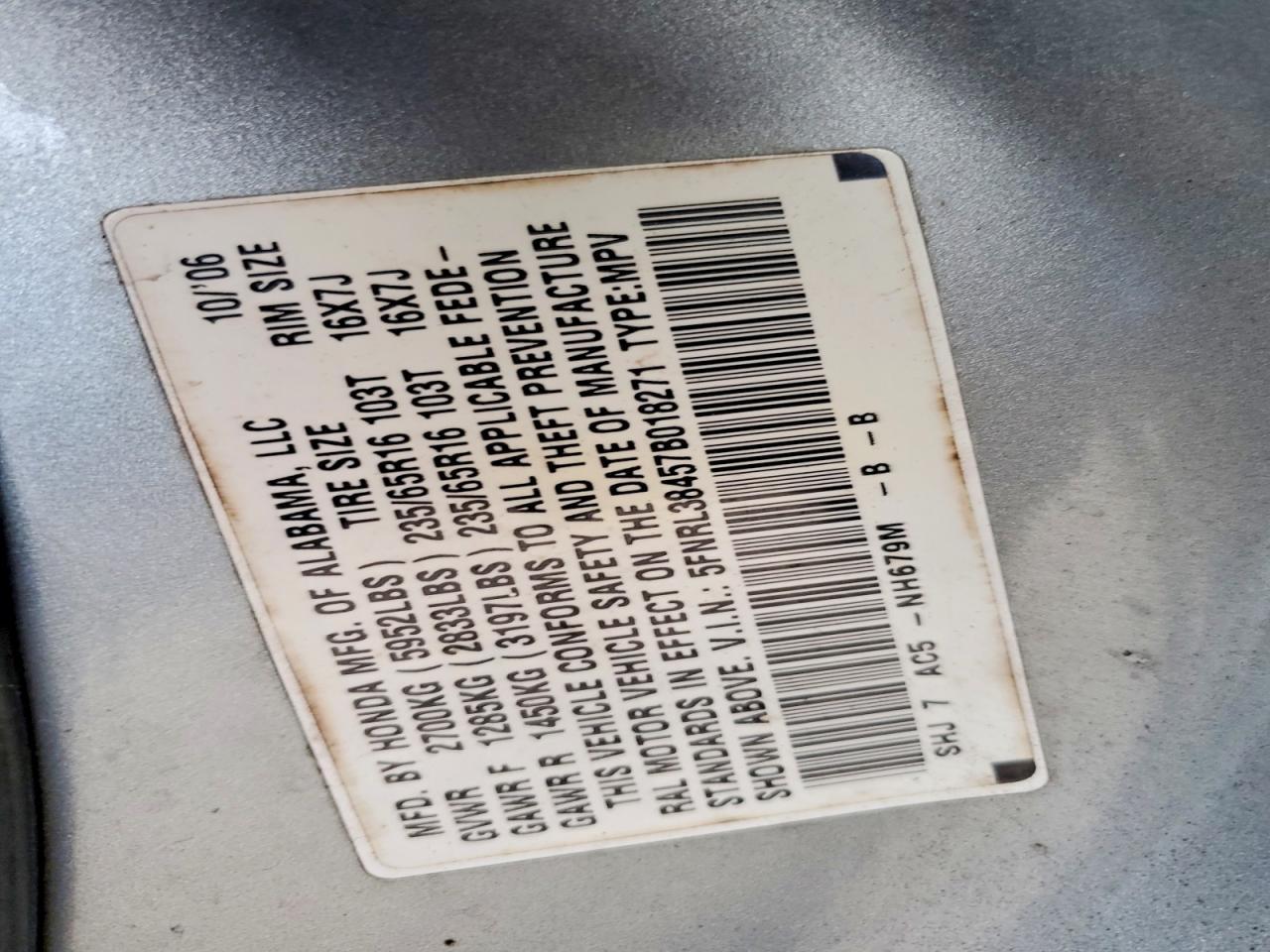 2007 HONDA ODYSSEY