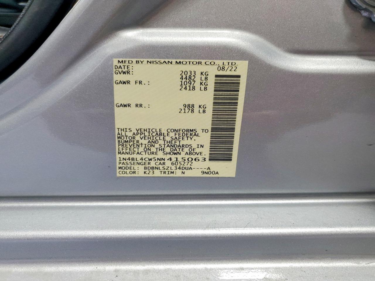 2022 NISSAN ALTIMA
