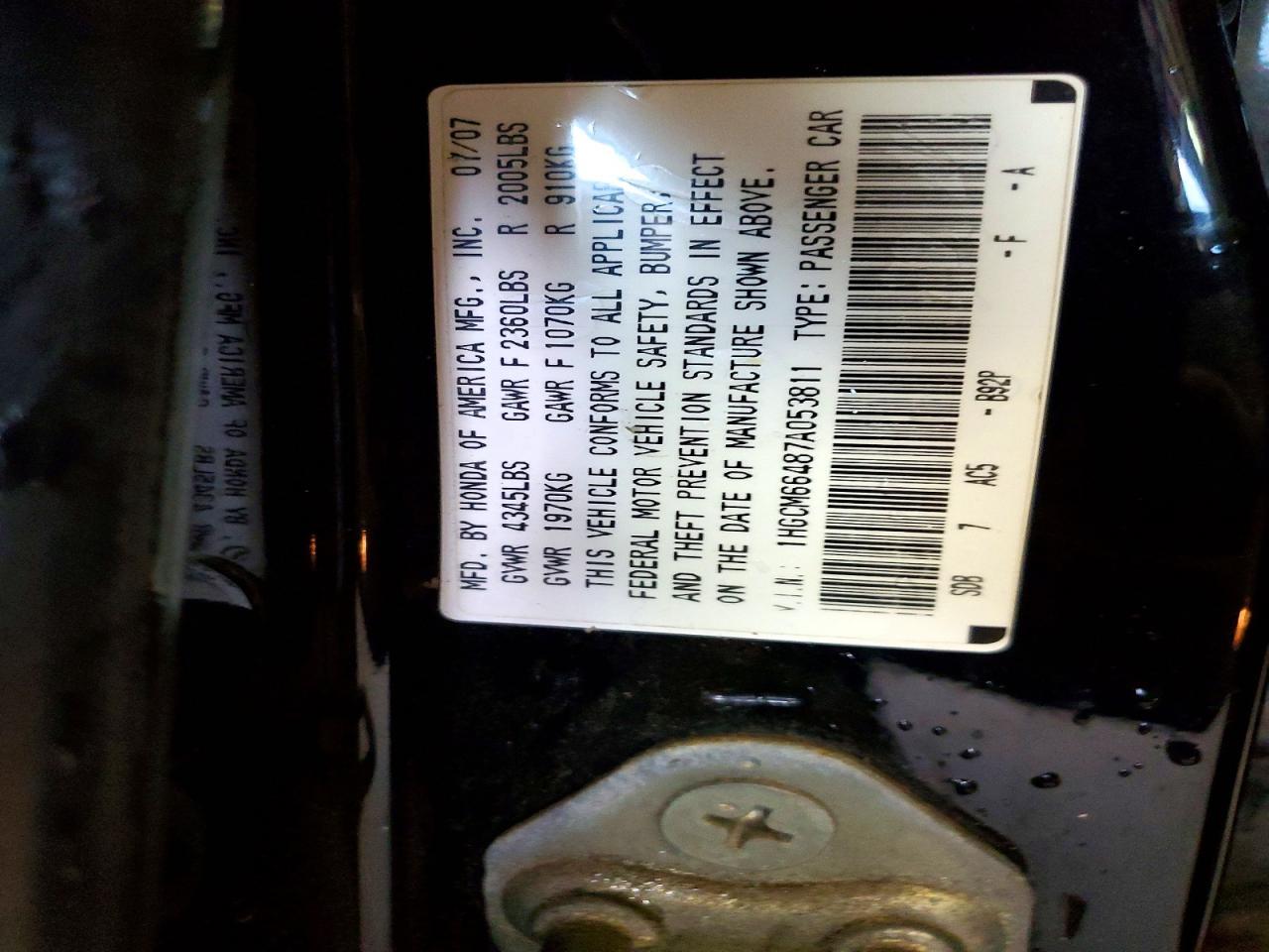 2007 HONDA ACCORD