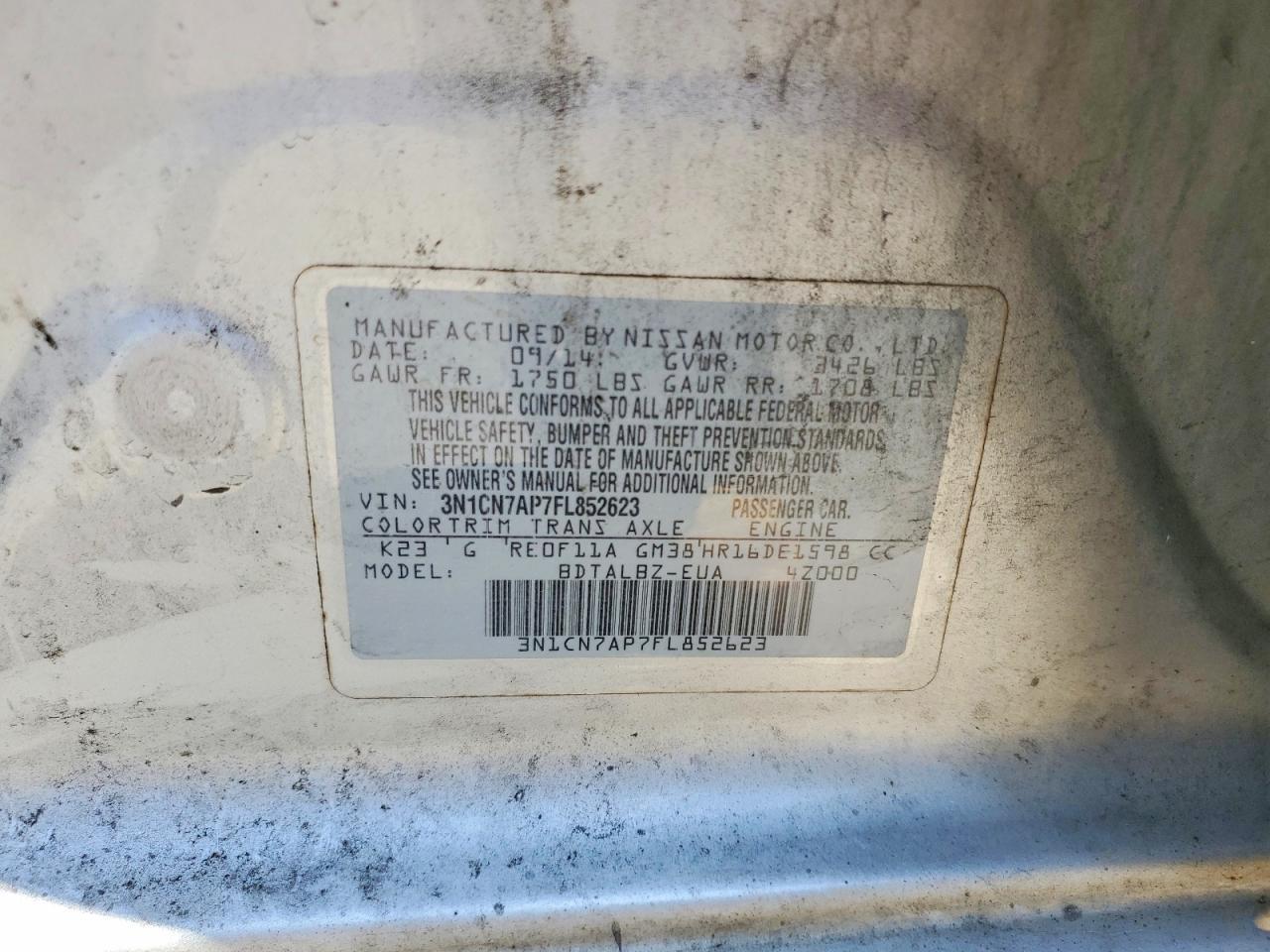 2015 NISSAN VERSA