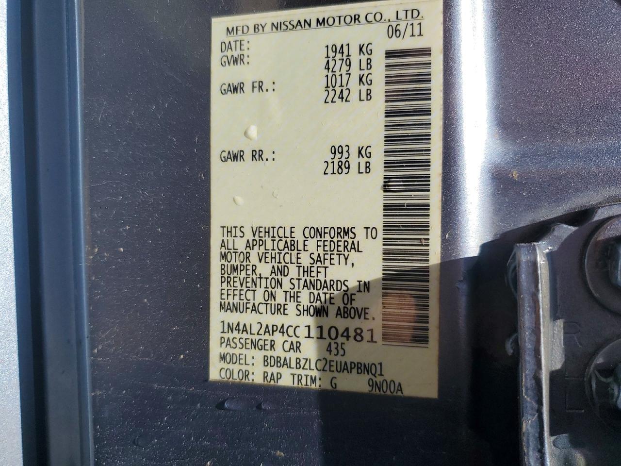 2012 NISSAN ALTIMA