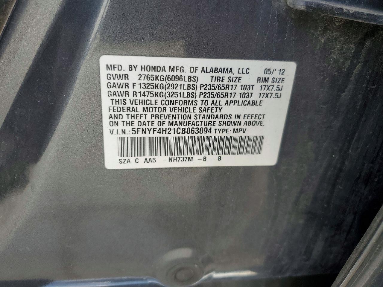 2012 HONDA PILOT
