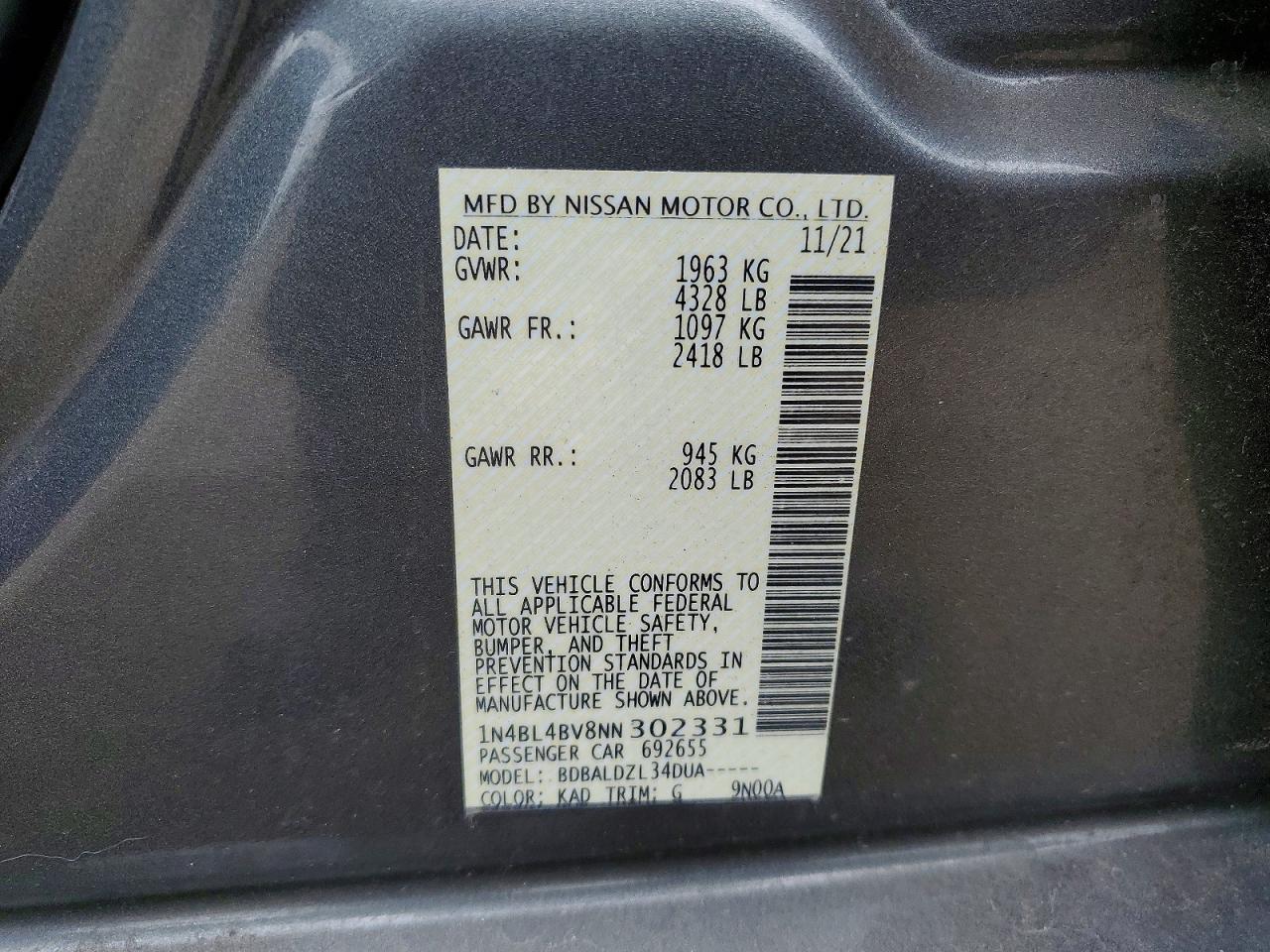 2022 NISSAN ALTIMA