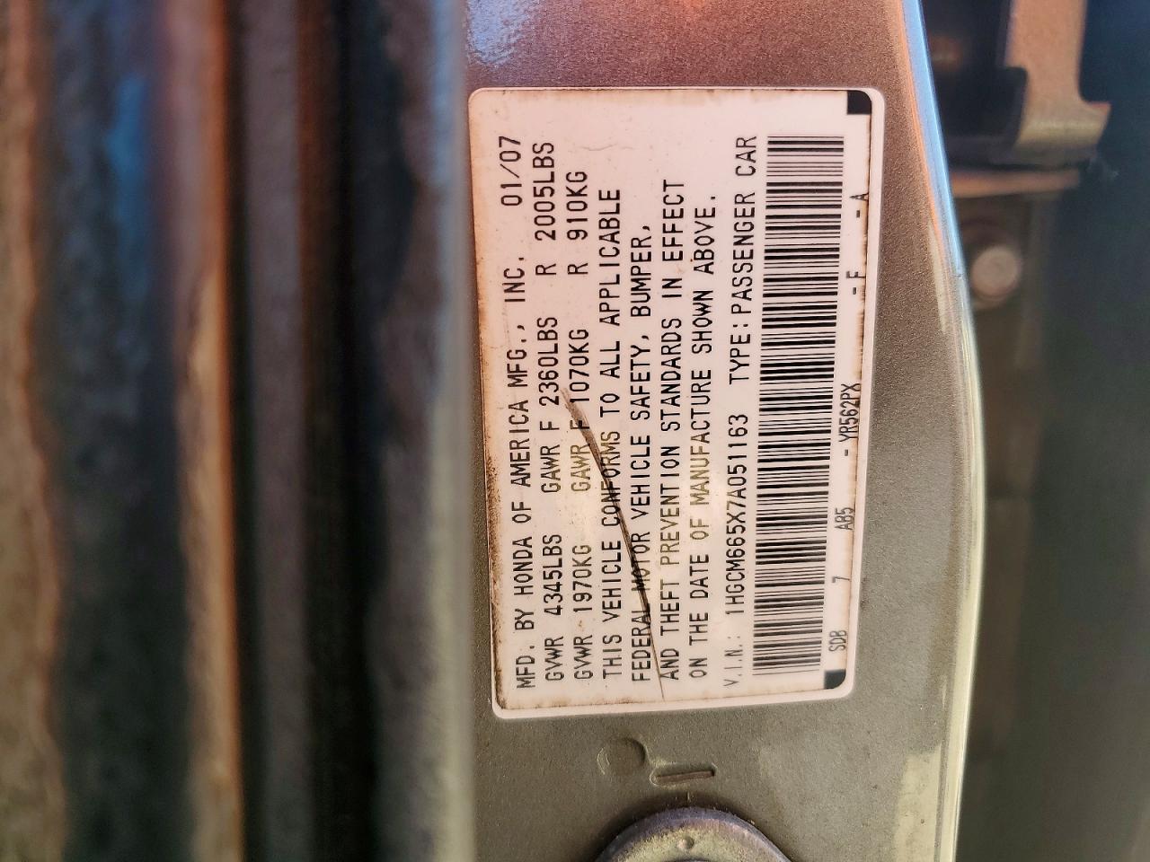 2007 HONDA ACCORD