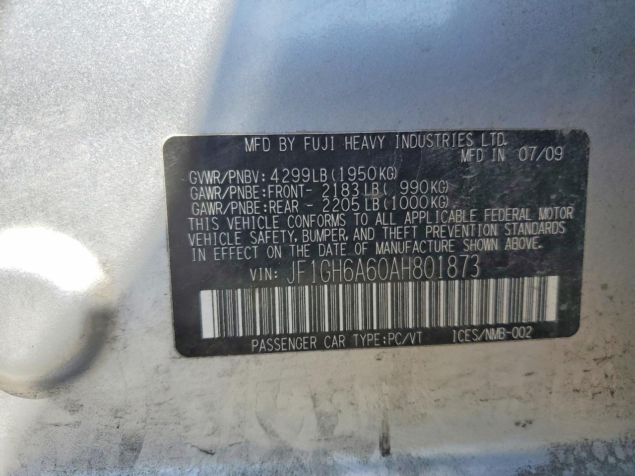 2010 SUBARU IMPREZA