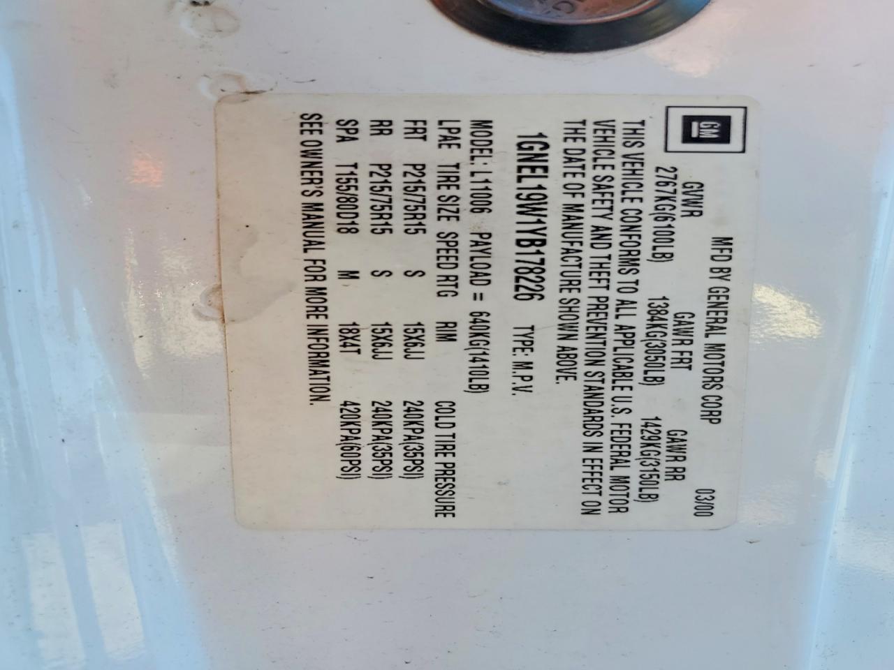 2000 CHEVROLET Astro