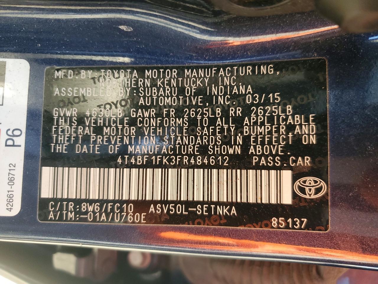 2015 TOYOTA CAMRY