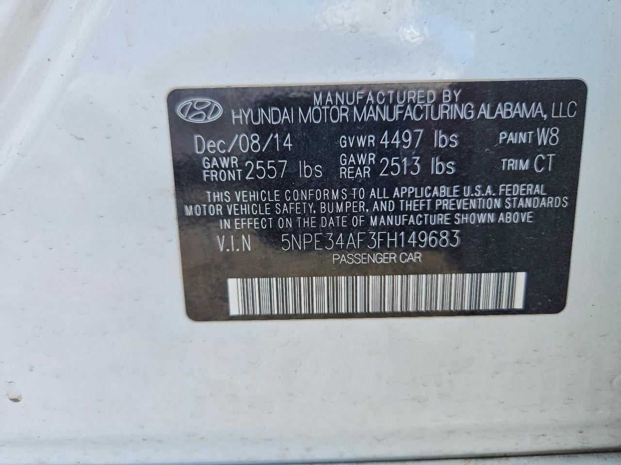 2015 HYUNDAI SONATA