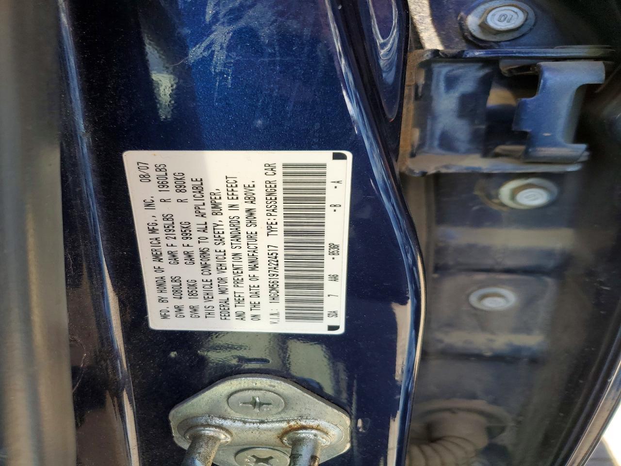 2007 HONDA ACCORD