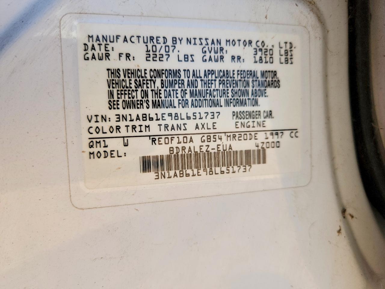 2008 NISSAN SENTRA