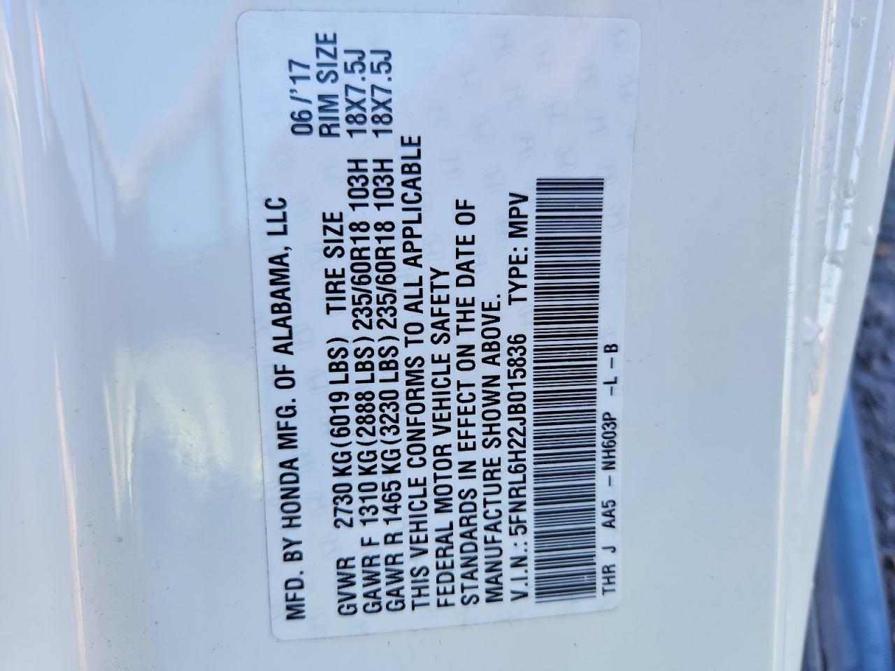 2018 HONDA ODYSSEY