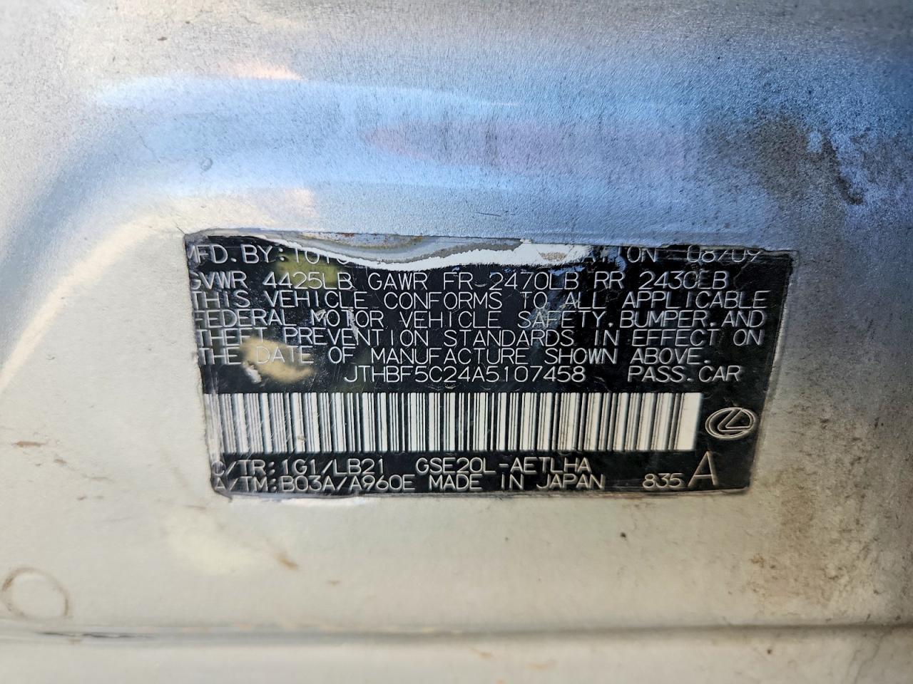 2010 LEXUS IS 250