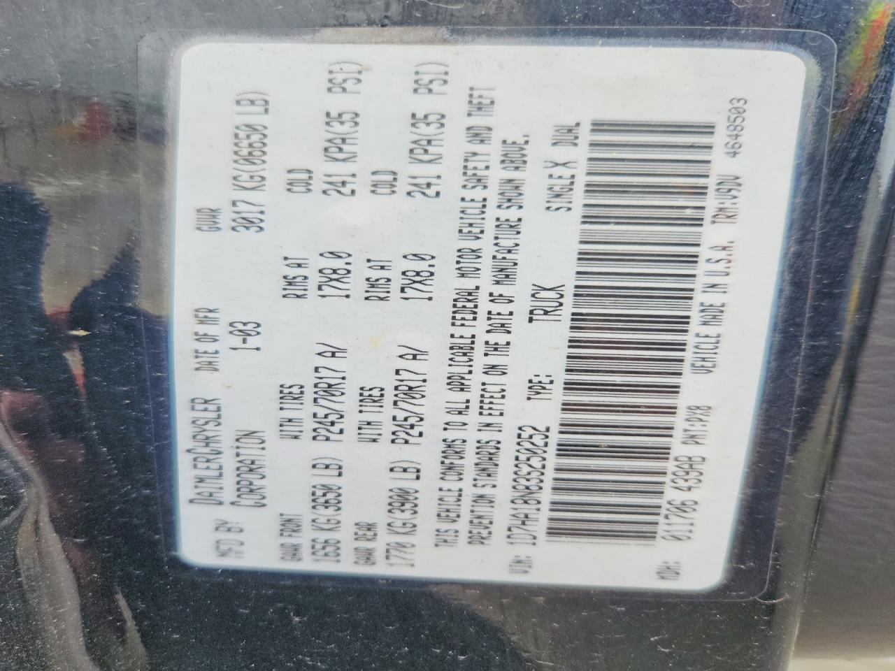 2003 DODGE RAM 1500