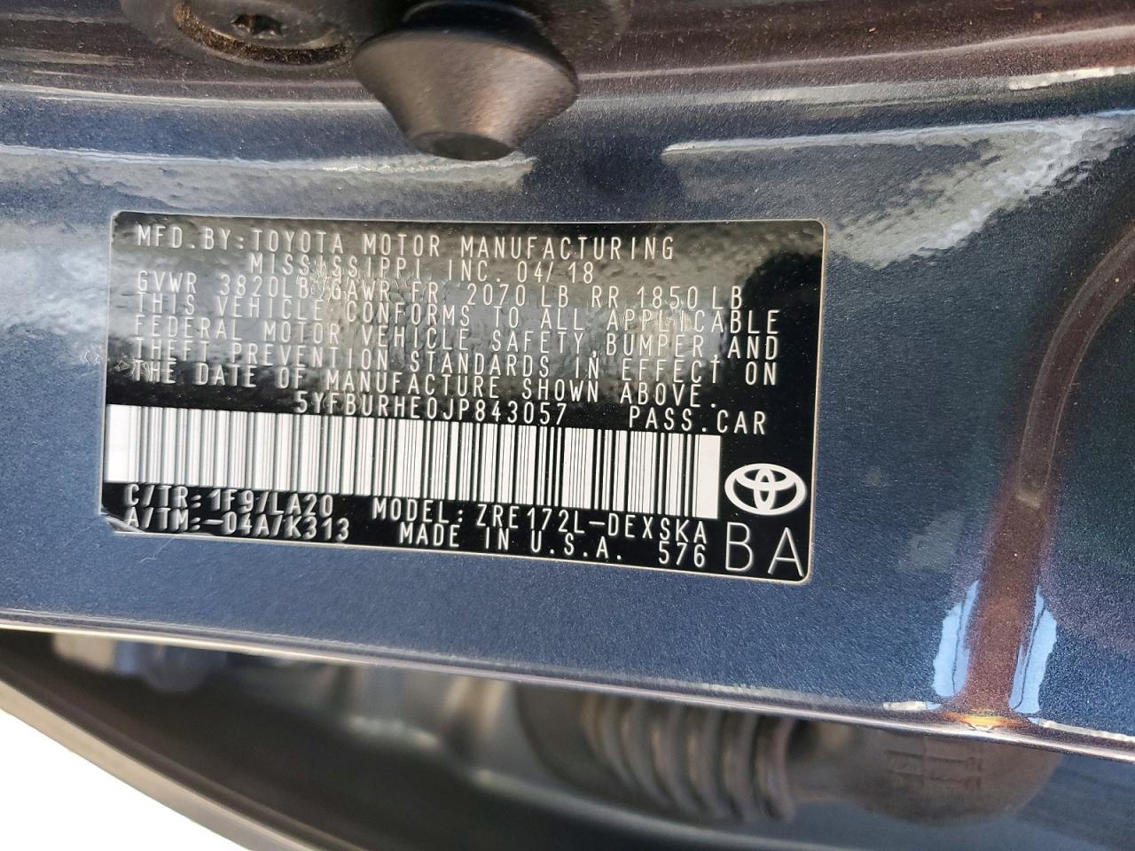 2018 TOYOTA COROLLA
