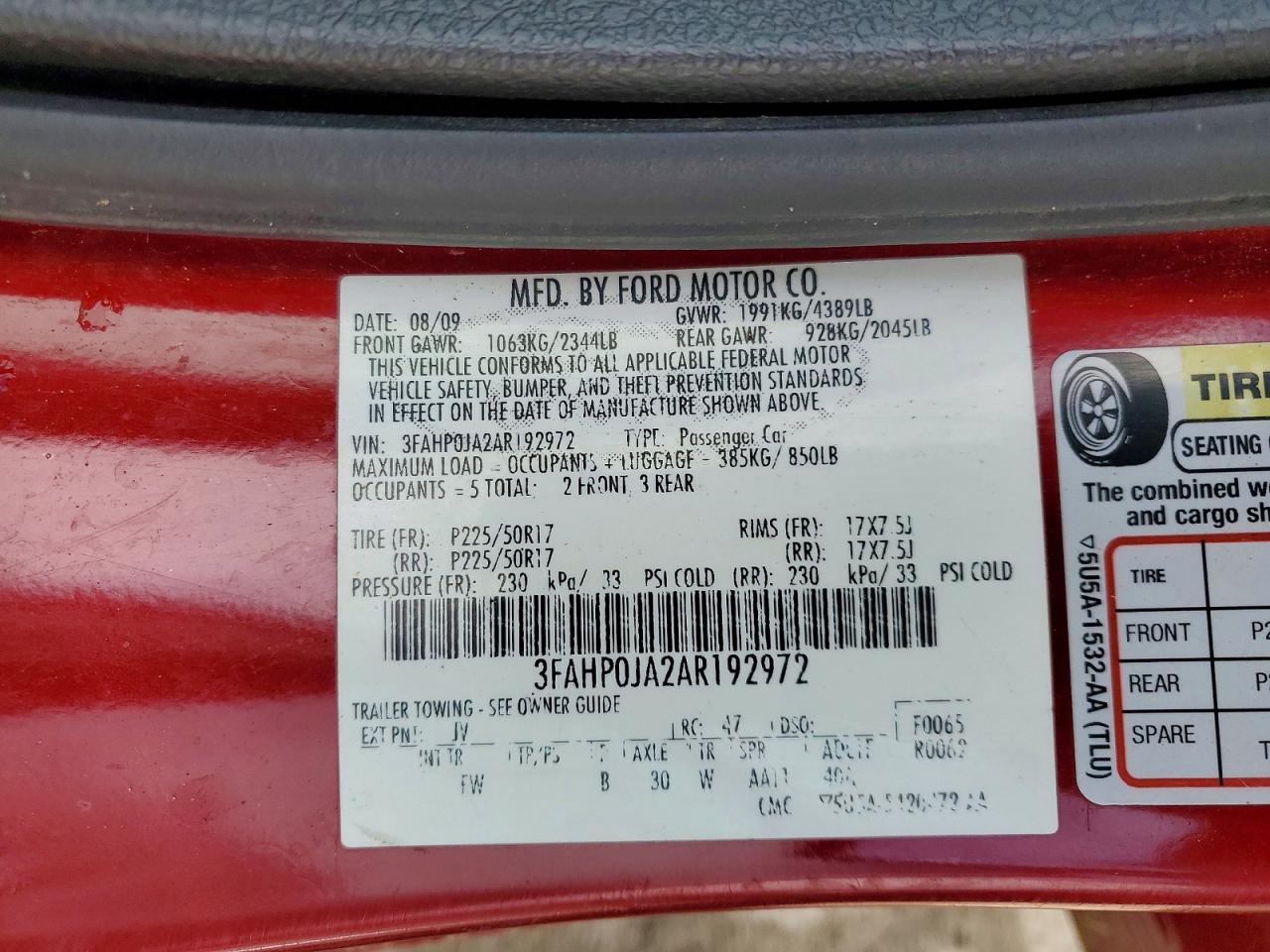 2010 FORD FUSION
