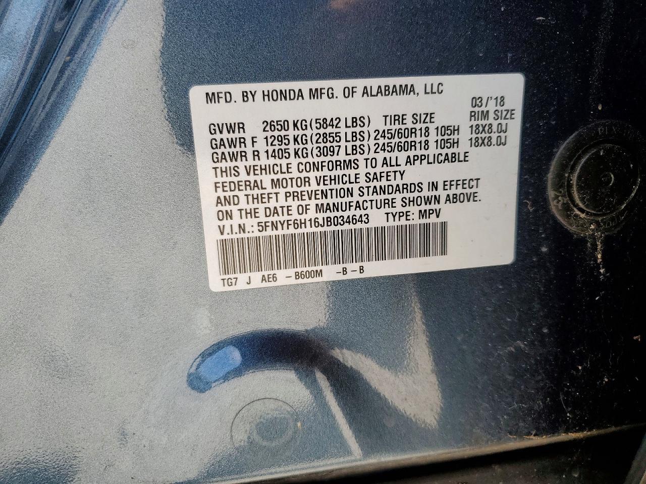 2018 HONDA PILOT
