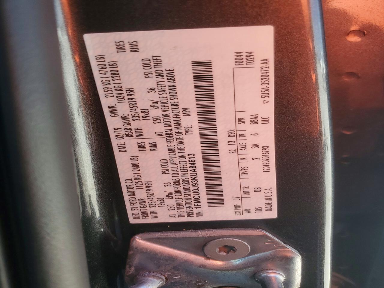 2019 FORD ESCAPE