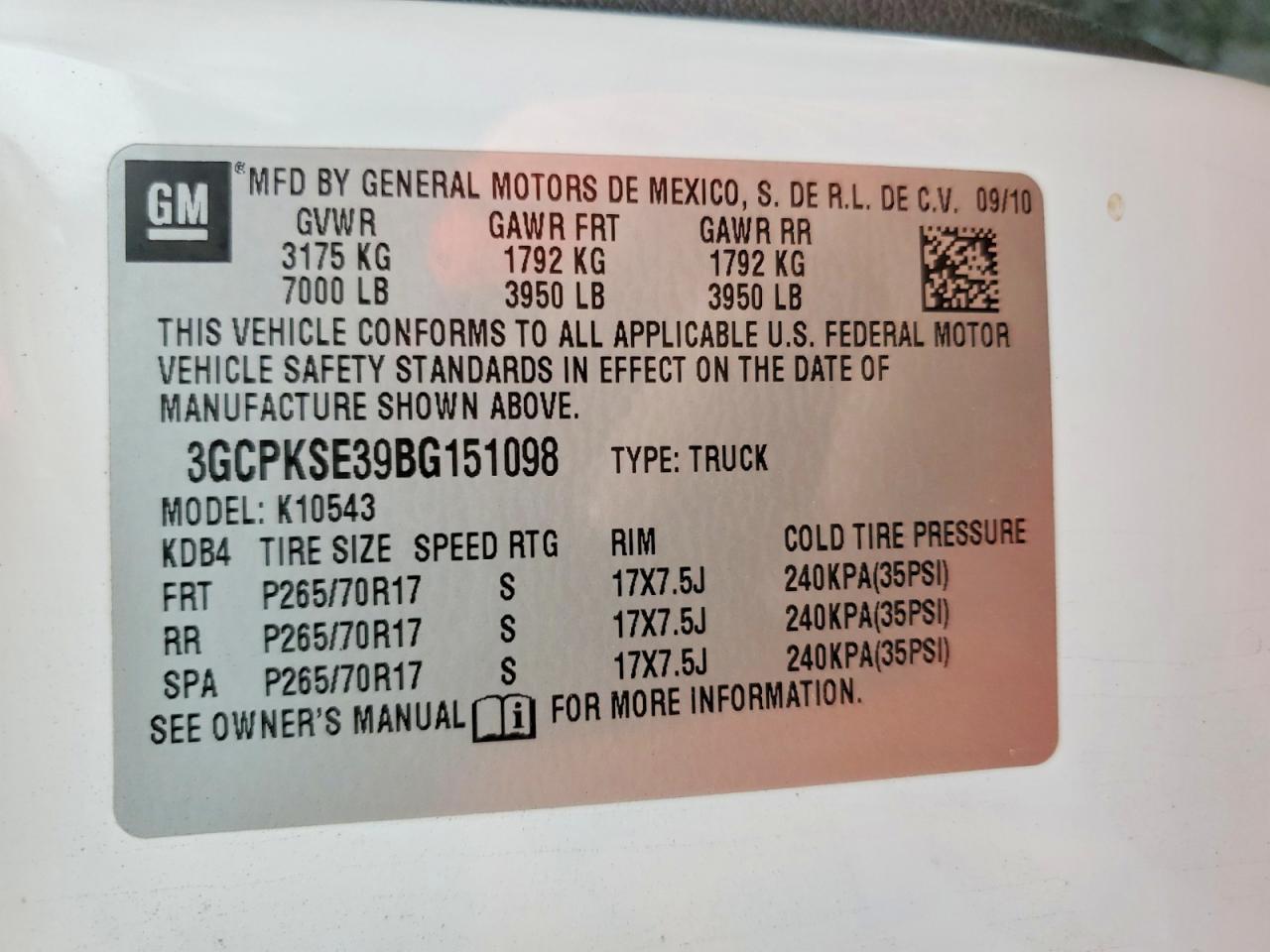 2011 CHEVROLET SILVERADO 1500