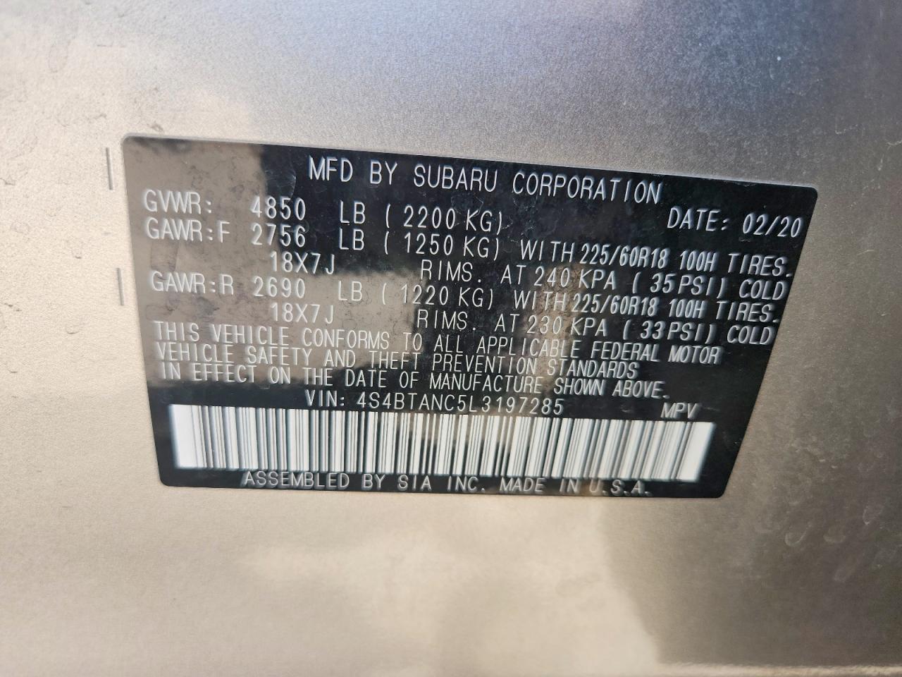 2020 SUBARU Outback