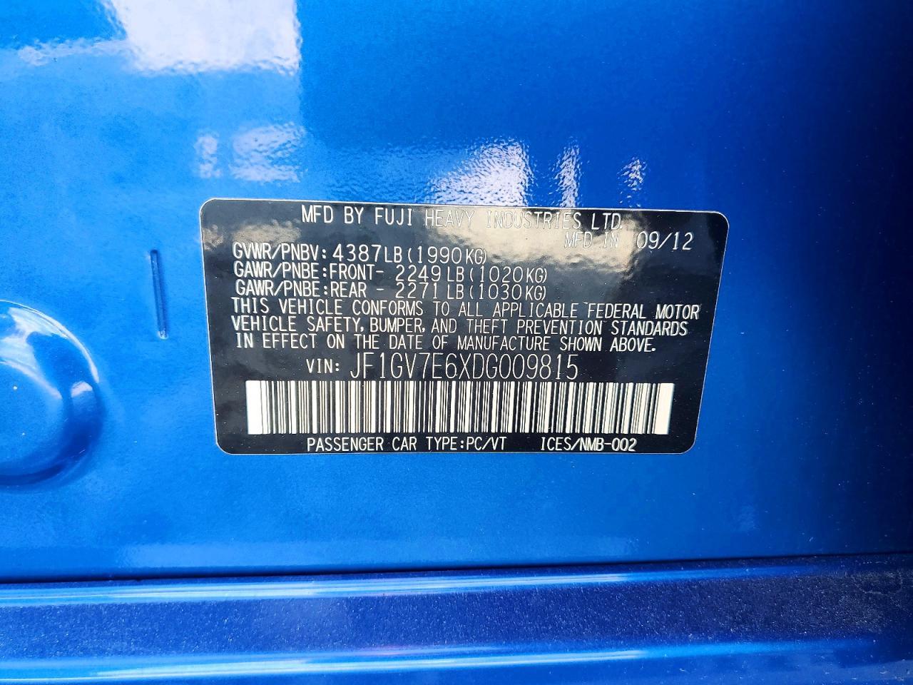 2013 SUBARU IMPREZA