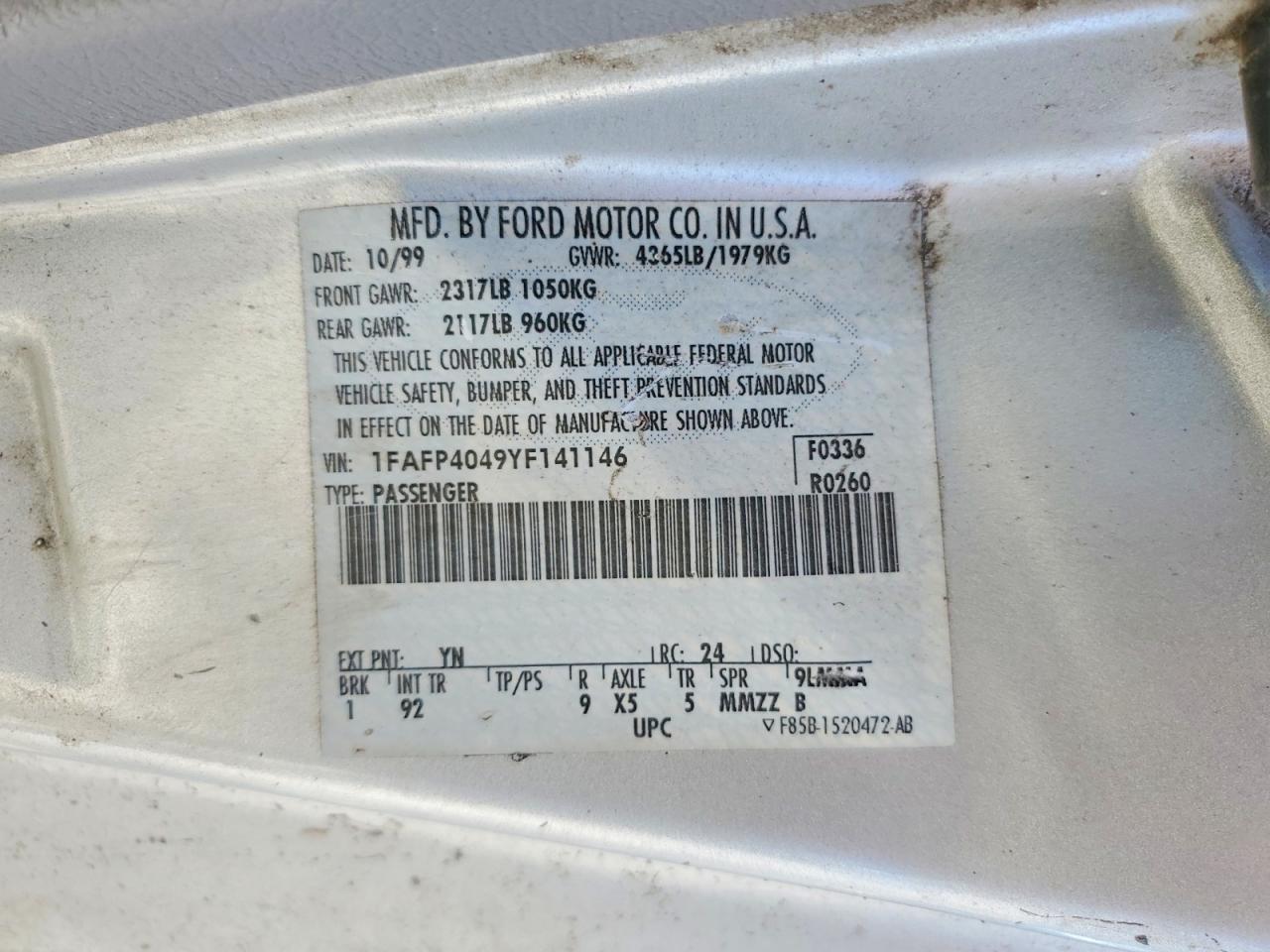 2000 FORD MUSTANG