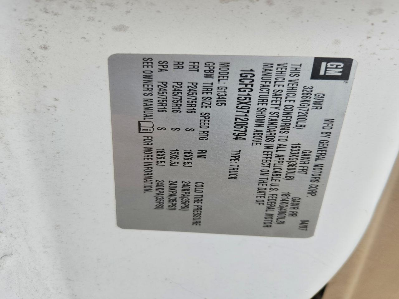 2007 CHEVROLET EXPRESS 2500