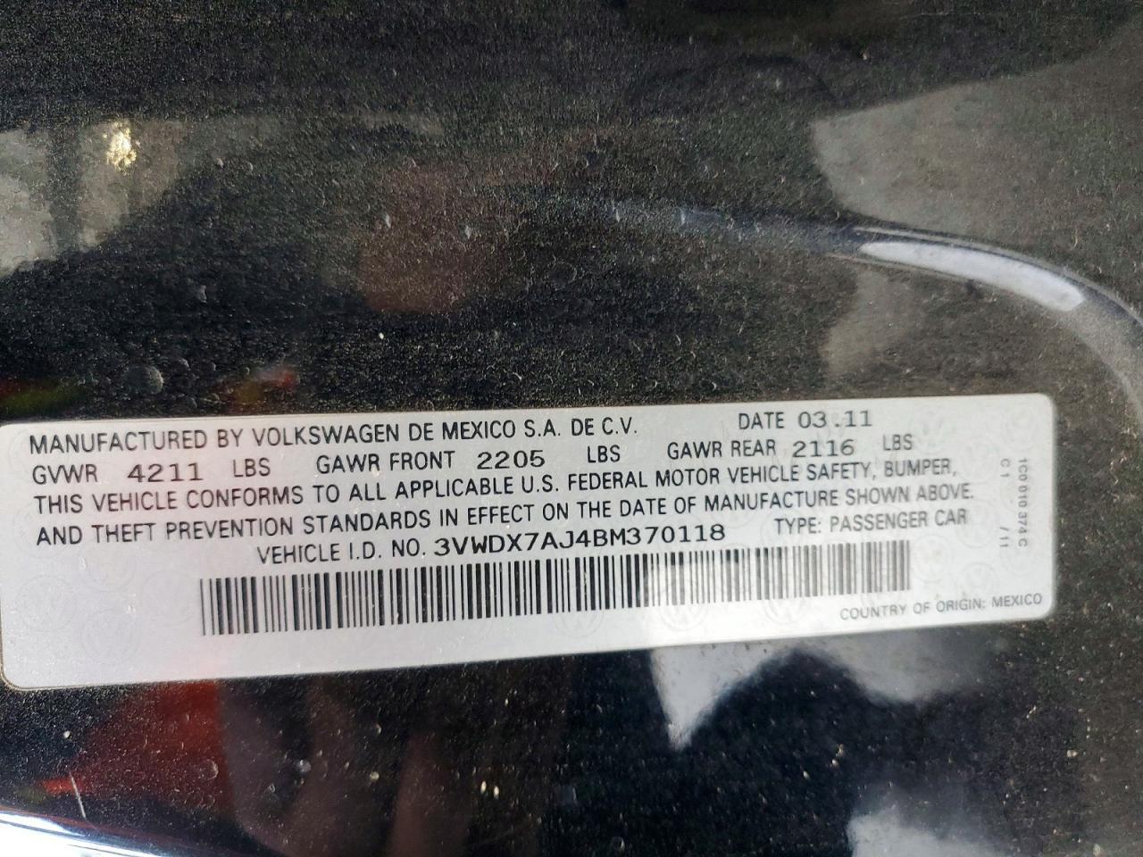2011 VOLKSWAGEN JETTA