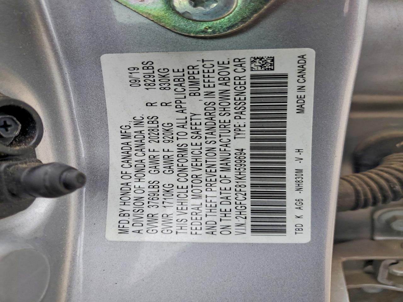 2019 HONDA CIVIC