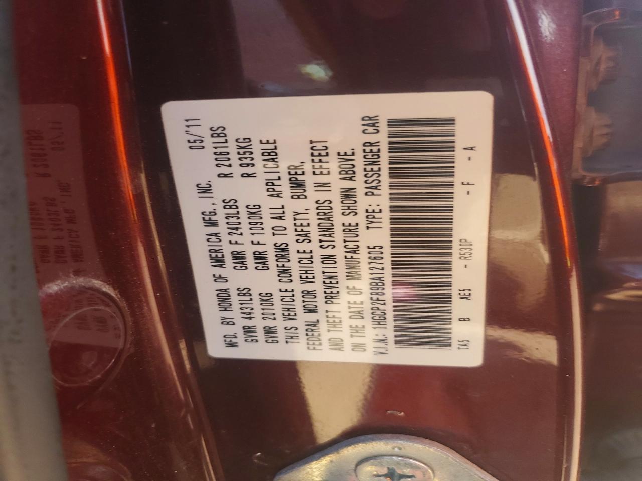 2011 HONDA ACCORD