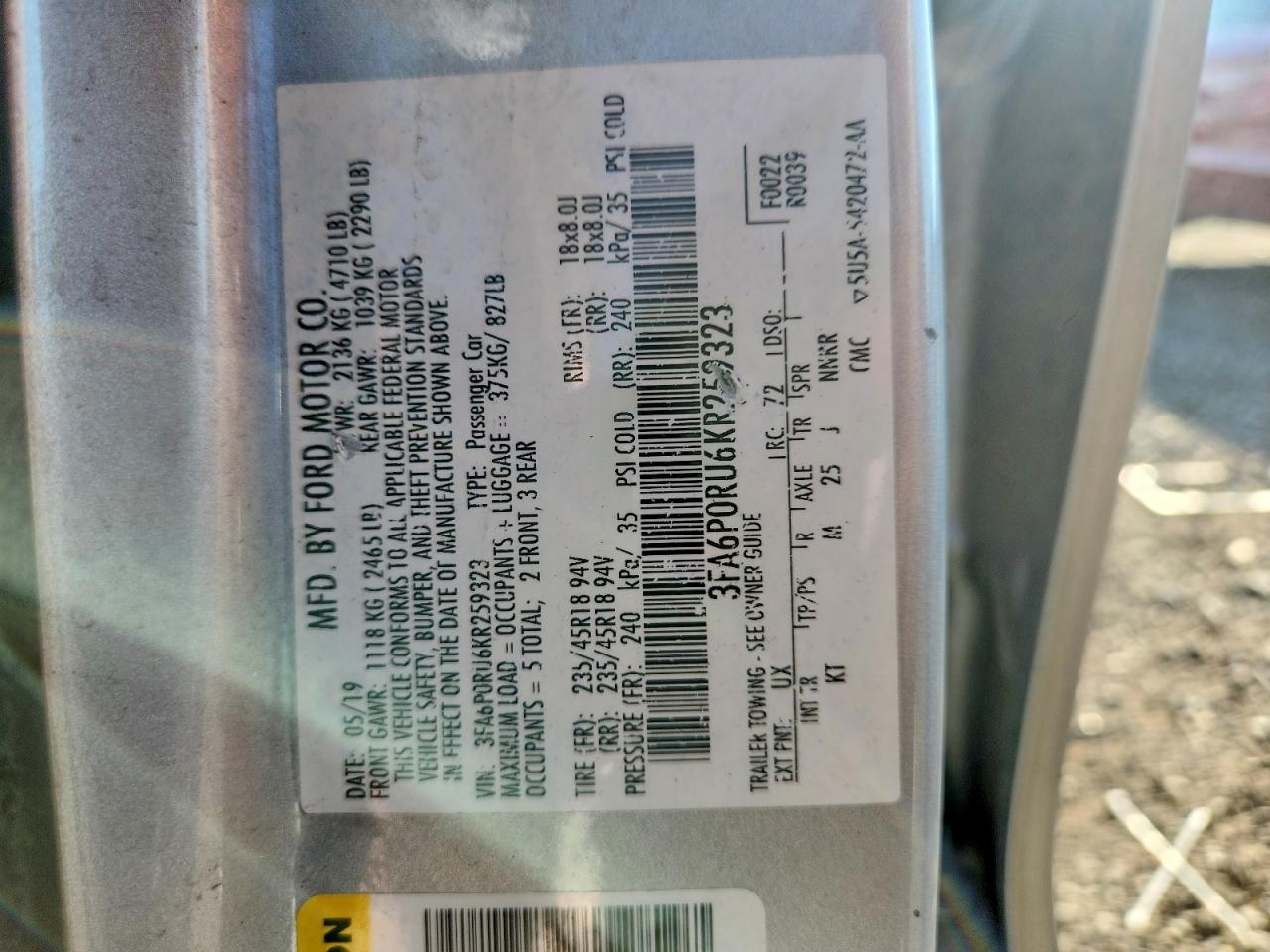 2019 FORD FUSION