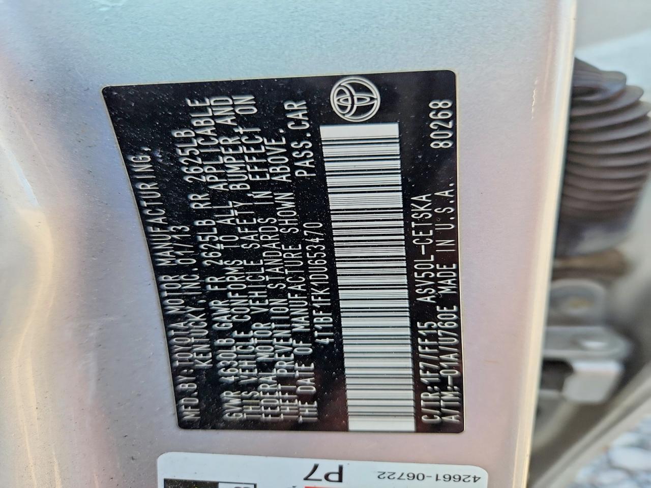 2013 TOYOTA CAMRY