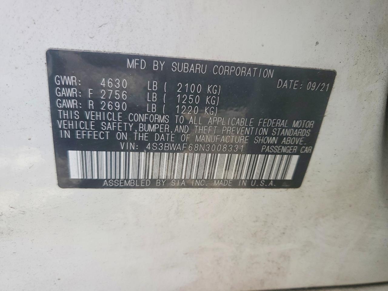 2022 SUBARU Legacy