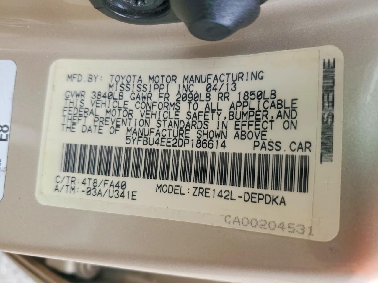 2013 TOYOTA COROLLA