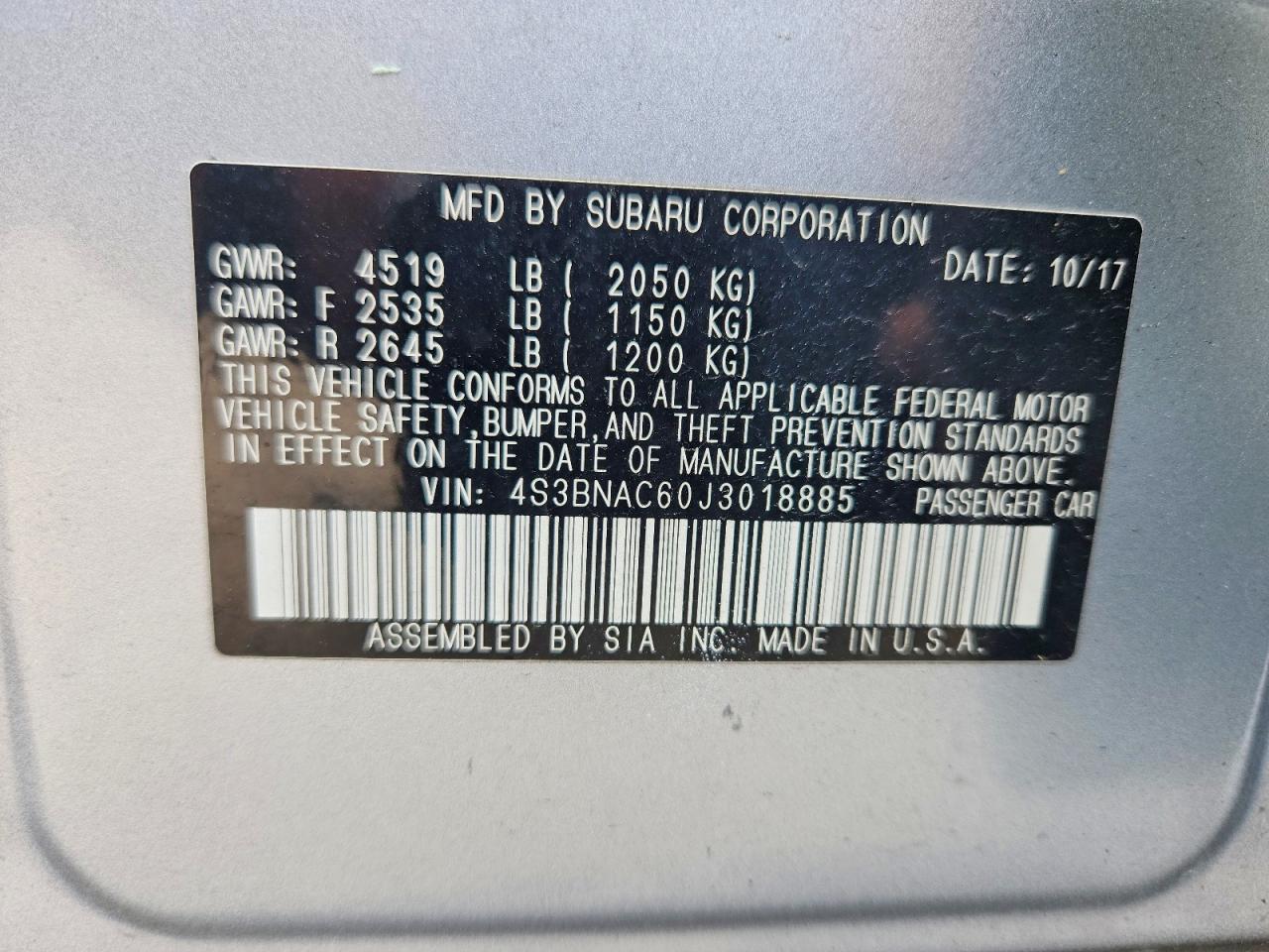 2018 SUBARU Legacy