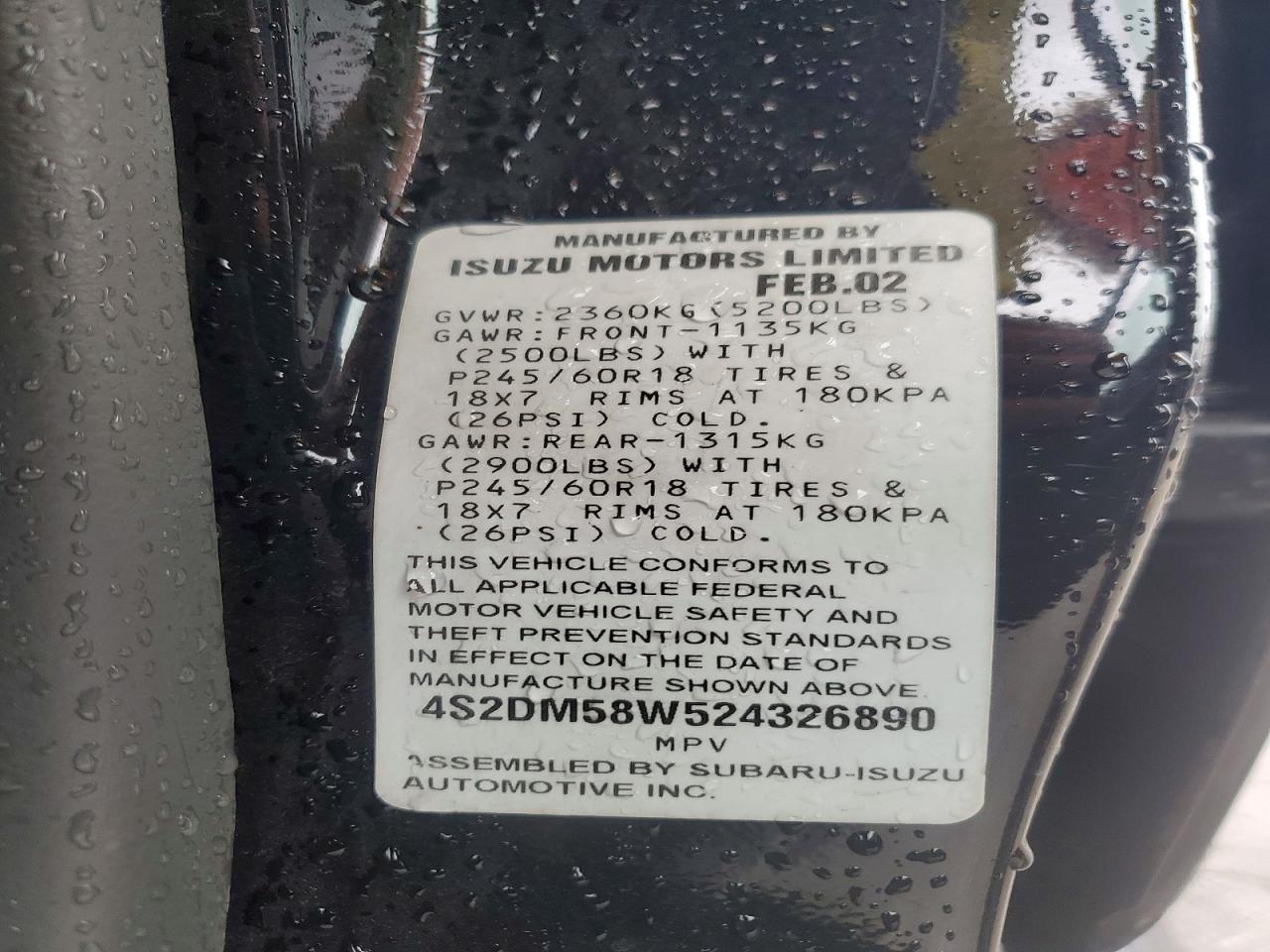 2002 ISUZU Rodeo